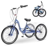 Lilypelle Folding Tricycle for Adult , 20/24/26in Wheel 7-Speed Unisex Three Wheel Cruiser Bike