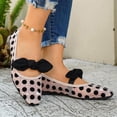 thumbnail image 5 of SuTry Women's Square Toe Mesh Flats Polka Dot Print Bow Detail Slip On Lightweight Comfortable Casual Walking Shoes(41), 5 of 9
