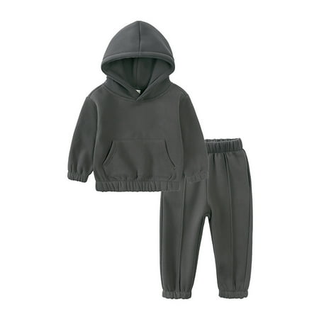 

Gunia Toddler Boys Outfits Sets Long Sleeve Solid Shirt Hoodies Tops Pants Child Kids 2Pack Kids Clothes Outwear 18-24 Months