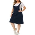 thumbnail image 4 of Unique Bargains Women's Plus Size Adjustable Straps Denim Bib Overall Dress Jumper 2X Black Blue, 4 of 6