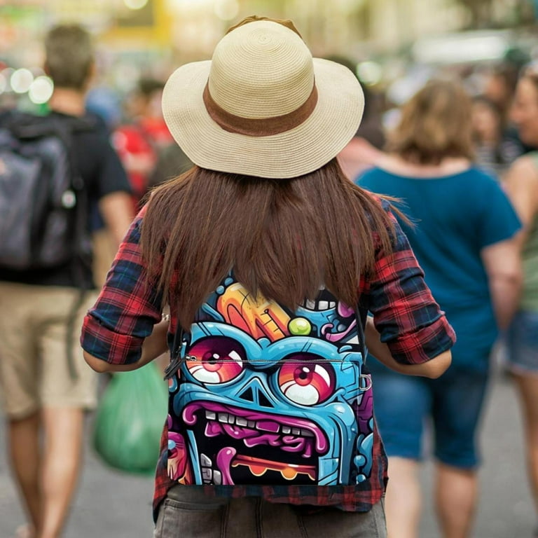 Graffiti Leather Laptop Bookbag College Backpack Duffle Lightweight Printed Design Work School Camping Teens Men Women Adjustable Shoulder Straps Large Capacity Pack Walmart