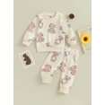 thumbnail image 2 of Liacowi Baby 2 Piece Spring Outfit Cute Cartoon Bear Print Long Sleeve Sweatshirt and Pants Set for Newborn Infant Fall Clothes, 2 of 8
