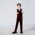 thumbnail image 6 of Wehilion Boys Velvet Blue Suits 5 Piece Slim Fit Dress Suit Set for Wedding, 6 of 8