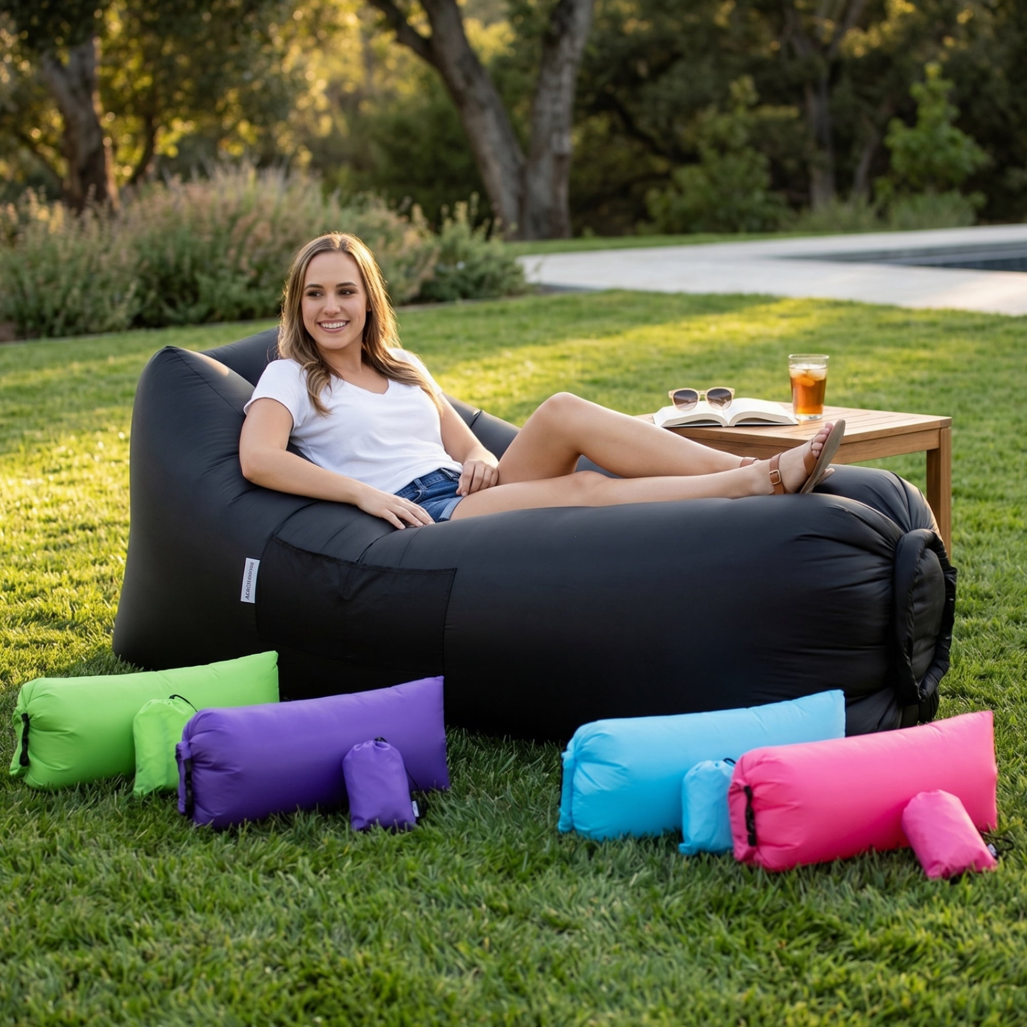 Inflatable Air Sofa Bed, Comfortable Outdoor Lounger for Backyard, Camping, and Beach Trips