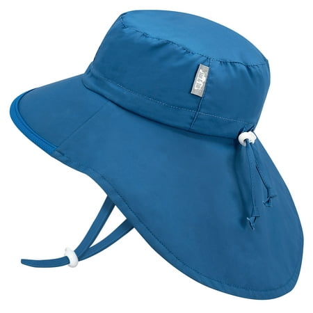 

JAN & JUL Wide Brim Infant Boy Sun-Hat Full Protection with Adjustable Strap (S: 0-6 Months Atlantic Blue)
