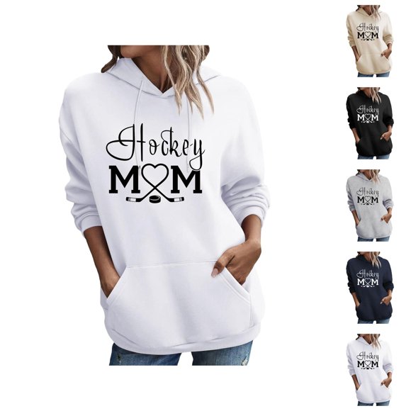 Womens Hoodie 2025 Hockey Mom Hoodies Casual Graphic Hoodies with Pockets Hooded Sweatshirt Hoodie Women Pullover