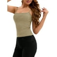 thumbnail image 4 of INSPIRE CHIC Women's Ribbed Camisole Basic Undershirts Unadjustable Spaghetti Strap Cami Tank Top L Green, 4 of 6