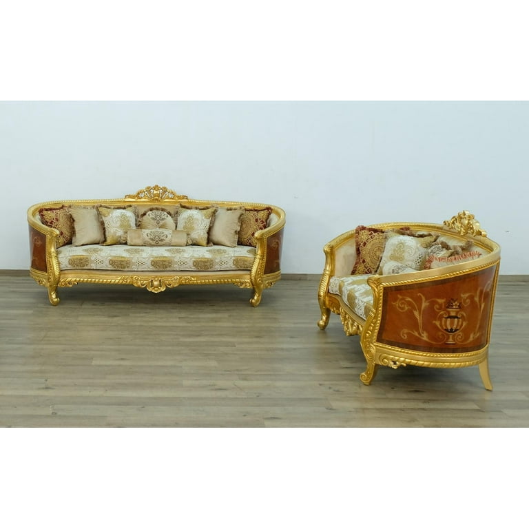 Gammel mand Uundgåelig Skrive ud Imperial Luxury Gold Fabric LUXOR Sofa Set 2Ps EUROPEAN FURNITURE Solid  Wood - Walmart.com
