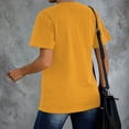 thumbnail image 3 of Camiseta de verano holgada y transpirable con cuello redondo y estampado de letras, talla XL, color amarillo mostaza, manga corta para mujer, 3 of 6