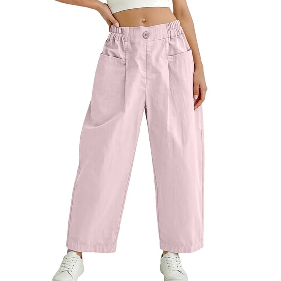 hotojiny Toddler Girls Wide Leg Pants Summer Boho Casual Elastic Waist Travel Pant Kids Baby Beach Vaction Trousers with Pockets 1-10 T