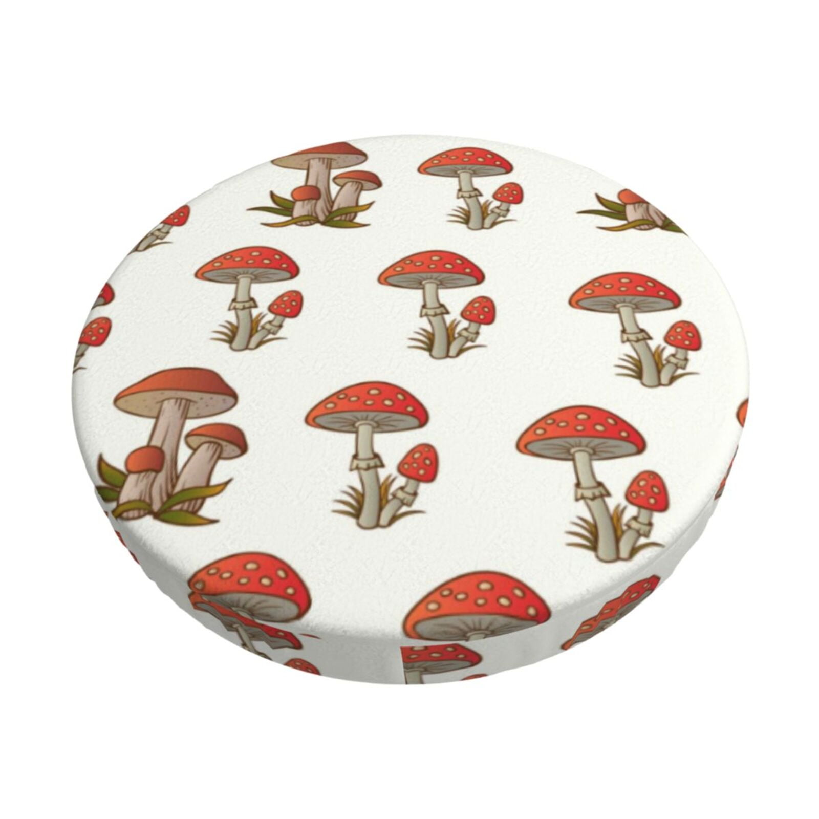 Easygdp Mushroom Print Easy To Install Bar Stool Covers&Stool Covers Round&Elastic Stool Cover, Barstool Covers,Washable&Bottom With Elastic Edge-14 inch