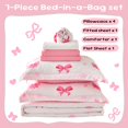 thumbnail image 4 of Juego de ropa de cama Wajade Pink Bow para niñas y niños con cama individual y edredón, 4 of 8