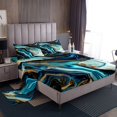 thumbnail image 1 of YST Blue Marble King Size Sheet Sets Teal Marbling Sheets, Abstract Aesthetic Bed Set Watercolor Stone Pattern Bed Sheets Set, Gold Metallic Sequins Fitted Sheet 4pcs with 2 Pillow Case, 1 of 5