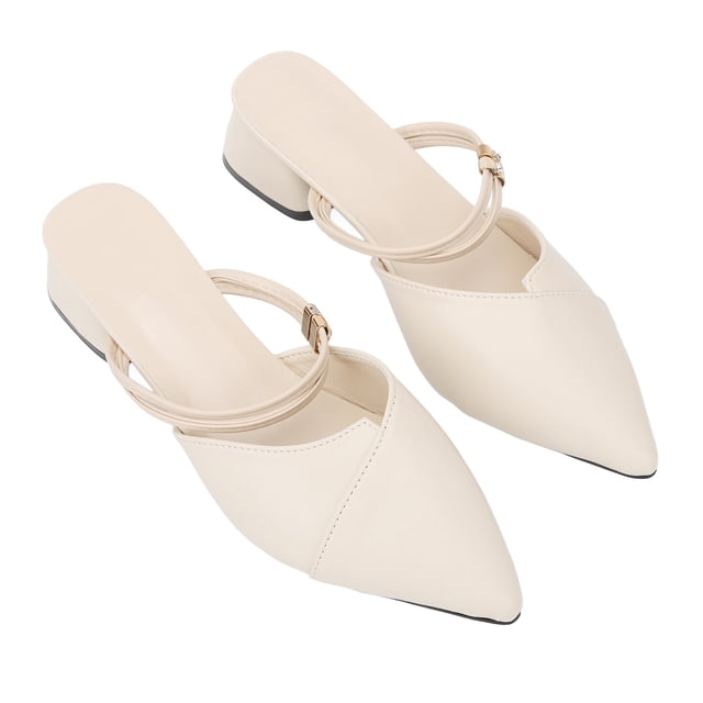 Sandalias de tacón con punta cerrada y puntiaguda para mujer, elegantes y a la moda, con diamantes de imitación, color blanco, talla 40