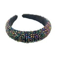 thumbnail image 2 of Qarigey Diademas con cuentas de cristal con purpurina, tocado de punto Flexible para el cabello, tocado para mujer, fiesta, colorido brillante Accesorio para el cabello negro colorido Qarigey AP010971-10B, 2 of 5