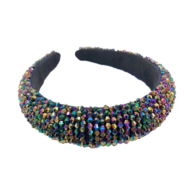 Sonducket Diademas con cuentas de cristal con purpurina, tocado de punto Flexible para el cabello, tocado para mujer, fiesta, colorido brillante Accesorio para el cabello negro colorido Sonducket AP010971-10B