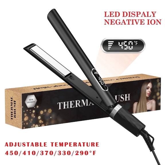 SKIMI Hair Straightener, 1 Inch Flat Iron, Negative Ionic Curling, Hair Curler For Travel, Mini Flat Straightener Iron, Black
