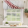 thumbnail image 2 of Baseball Curtain Valances for Windows, Kitchen Valance Window Treatments Panel 2 Pack, Red White Texture Sports Ball Minimalist Rod Pocket Short Curtains for Bathroom Bedroom 42 x 12 Inch, 2 of 8