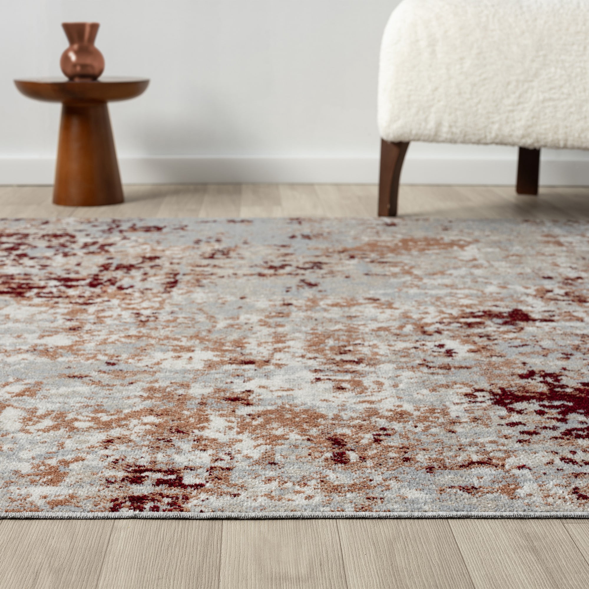 Ox Bay Evan 5' x 7' Red/Gray Abstract Machine Washable Indoor Area Rug