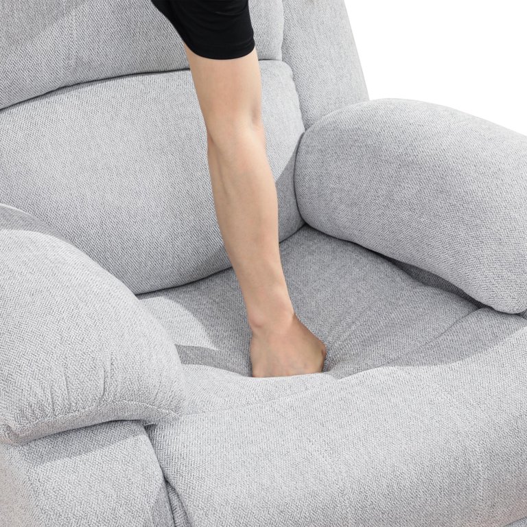 Dresegmt Oversize Manual Recliner Chair - Extra Wide, 3-Position Reclining, Grey Fabric & Chocolate Leather