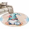 thumbnail image 2 of Coastal Beach Round Area Rug 4ft, Blue Gnomes Summer Ocean Sea Wave Starfish Beige Washable Non-Slip Circle Rugs for Bedroom Living Room Kitchen, Soft Non Shedding Circle Carpet for Dining Room Dorm, 2 of 9