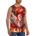 thumbnail image 2 of Yiaed Red Leaf Flame Fox Print Men's Singlet Vests Summer Running Muscle Tank Tops Gym Undershirt Round Neck Sleeveless for man, 2 of 5