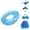 B001- Blue, variant on 5-Piece Beach Outfit Bundle, Lightweight Swimwear, Inflatable Pool Float, Sun Protection Hat, Party Sunglasses, Matching Polka Dot Bikini Top, Swim Skirt and Durable Pool Ring for