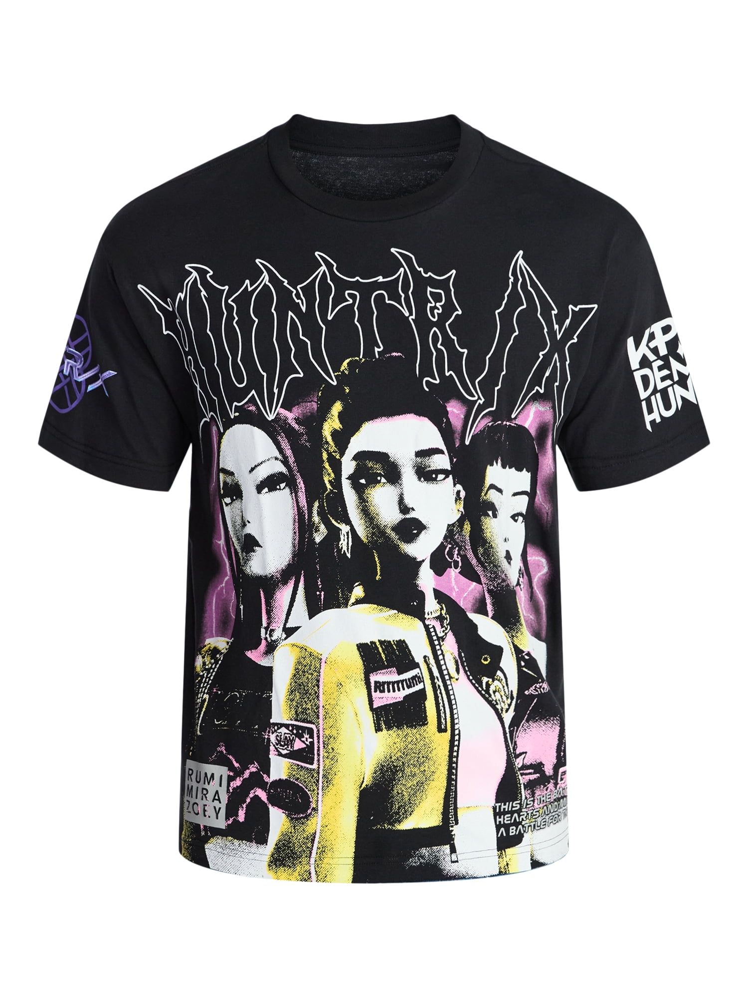 KPop Demon Hunters Men's and Big Men's Huntrix Poster Oversized Graphic Tee, Sizes XS-3XL