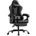 thumbnail image 3 of Lacoo PU Leather Gaming Chair Carbon Fiber Massage Ergonomic Gamer Chair Height Adjustable Computer Chair with Footrest & Lumbar Support,Black, 3 of 9