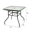 thumbnail image 2 of Costway 31.5'' Patio Square Table Tempered Glass Steel Frame Outdoor Pool Yard Garden, 2 of 9