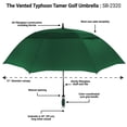 thumbnail image 2 of The Typhoon Tamer 62 Inch Vented Windproof Double Canopy Large Golf Umbrella for Rain and Wind, Strong Fiberglass Oversized Lightweight Professional Quality Umbrella for Men & Women, Hunter Green, 2 of 5