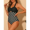thumbnail image 2 of DARING DIVA Halterneck Polka Dot Tummy Control Swimsuit XS Black, 2 of 6