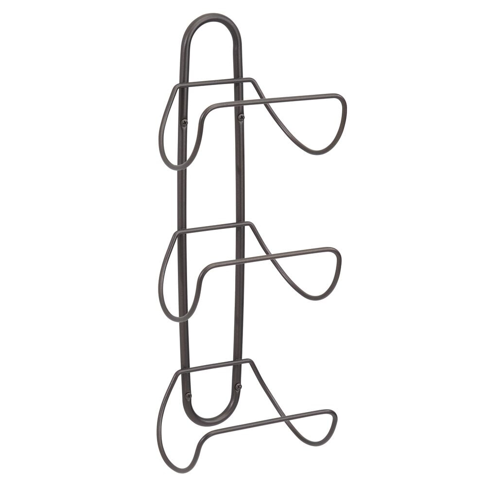 mDesign Modern Decorative Metal 3-Level Wall Mount Towel Rack Holder and Organizer for Storage of Bathroom Towels, Washcloths, Hand Towels - Bronze
