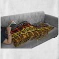 thumbnail image 6 of Tribal Soft Flannel Fleece Throw Blanket, Motifs with Hand Drawn Style Borders Pattern Artwork, Cozy Plush for Indoor and Outdoor Use, 50" x 70", Black Orange and Yellow, by Ambesonne, 6 of 6