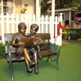 thumbnail image 3 of Nifao Kids Reading a Book on a Bench Bronze Statue – Home Decor Sculpture, 23"L x 38"W x 37"H, 3 of 12