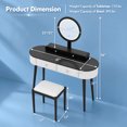 thumbnail image 3 of 47 Inch Modern Makeup Vanity Desk Set with 3 Color Round LED Mirror, Dressing Table with 4 Storage Drawers & Padded Stool for Bedroom,White and Black, 3 of 7