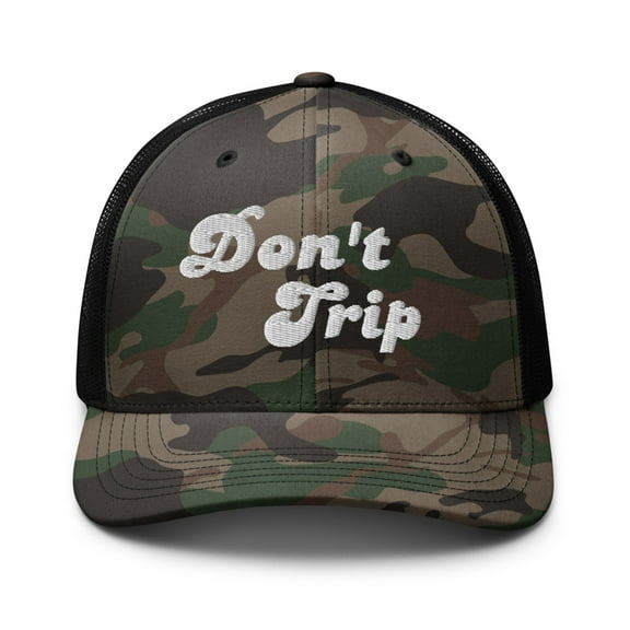 Don't Trip Trucker Hat White Camouflage Trucker Hat (Camo/Black)