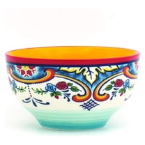 Zanzibar Ceramic Bowls Set of 4 - 5.6" Cereal & Soup Bowls - Spanish Floral Design - Multicolor - Vibrant Dinnerware for Everyday Use & Parties