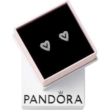 Sparkling Freehand Heart Stud Earrings - Elegant Earrings for Women - Gift for Her - Made with Sterling Silver & Cubic Zirconia - With Gift Box