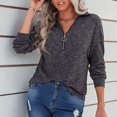 thumbnail image 3 of Mujer Prendas de Punto Solapa Jersey Manga Larga Suéter de Punto Otoño Invierno Ropa Exterior Casual Top Gris Oscuro XL, 3 of 6