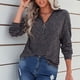 thumbnail image 3 of Mujer Prendas de Punto Solapa Jersey Manga Larga Suéter de Punto Otoño Invierno Ropa Exterior Casual Top Gris Oscuro XL, 3 of 6