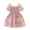 Pink, variant on BULLPIANO Girls' Summer Floral Dress Short Sleeve Square Neck Smocked Casual Summer Dresses