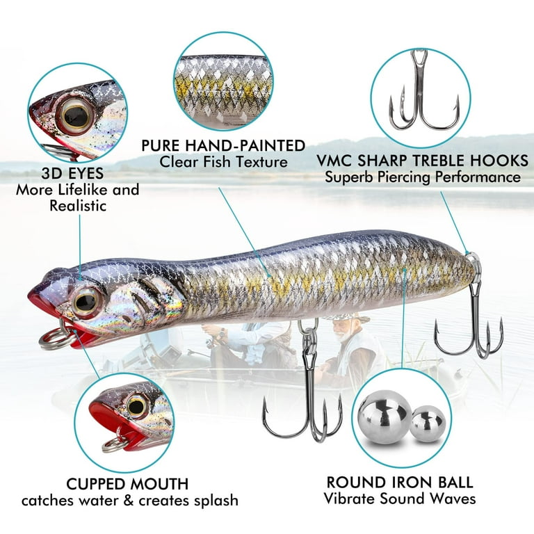 Fishing Lures for Bass Trout, Multi Jointed Swimbaits, Pencil Fishing Lures  with VMC/BKK Hooks, Lifelike Top Water Bass Lures Kit, Long-Cast Topwater Fishing  Lures Freshwater or Saltwater 