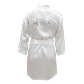 Classy Bride Bride And Groom Satin Robe Set With Silver Gray