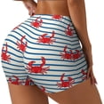 thumbnail image 1 of Balery Cute Red Crabs With Nautical Pantalones cortos de entrenamiento estampados para mujer, sin costuras, ajustados, para gimnasio, yoga, correr, deportes, ejercicio activo, fitness.-Large, 1 of 8