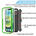 thumbnail image 7 of Apple iPhone 12 Pro Max Case, 6.7" Phone 12 Pro Max Clip Belt Holster, Takfox Shockproof Swivel Defender Heavy Duty Armor Protective Cases & 2 PCS Screen Protector with Kickstand Rugged Cover, Green, 7 of 7