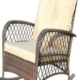 thumbnail image 6 of Stylish Rattan Rocking Chair with Tall Backrest and Wide Armrests in Dark Brown, Perfect for Your Garden or Backyard, 6 of 7