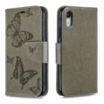 thumbnail image 3 of Allytech iPhone Xr Case (6.1"), Slim Fit PU Leather Folio Butterfly Embossed Shockproof Wrist Hand Strap Flip Cards Holder Wallet Case TPU Back Cover for Apple iPhone XR, Gray, 3 of 8