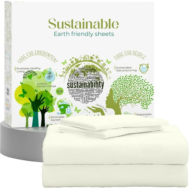 Pc Premium Queen Sheet Set ( Flat Fitted & Pillow Cases) Cotton Thread Count Cool Crisp & Breathable Queen Bed Sheet Set Deep Pocket Percale Sheets Light