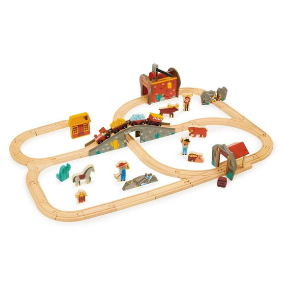 Mentari Gold Mine Train Set - Themed Wooden Train Set for Toddler Adventures Made from Sustainable Wood for Little Storytellers – Unleash Creativity and Fun with Intricate Narratives